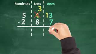 Subtraction 3 Digit Numbers with Regrouping using Base 10 Blocks [upl. by Yliram]