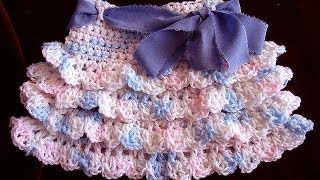 crochet RUFFLED SKIRT how to diy make it any size baby to adult swing skirt shells [upl. by Nevag472]