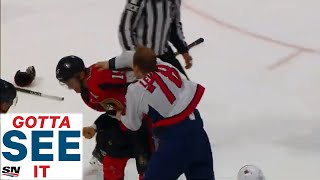 GOTTA SEE IT Capitals Tyler Lewington Gets Gordie Howe Hattrick In Second NHL Game [upl. by Amend]