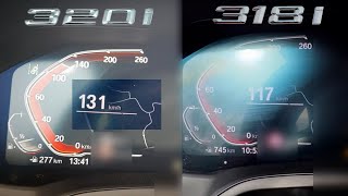 BMW G20 320i vs G20 318i 0100 kmh Beschleunigung 060 mph acceleration battle [upl. by Margarita202]