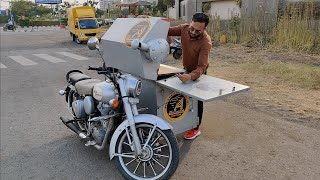 Man Selling Sandwich on his Bullet Bike  Sandwich wale Bullet Raja  Indian Street Food [upl. by Nadnal215]