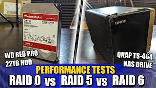 QNAP TS464 NAS  WD Red 22TB 10GbE RAID 0 RAID 5 and RAID 6 Performance Tests [upl. by Jordans]