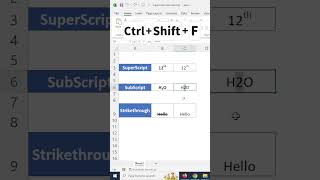 Superscript  Subscript  Strikethrough  Excel Formulas amp Tricks in One Minute exceltips [upl. by Atal212]