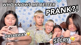 WHO KNOWS ME BETTER PRANK PURO MALI SI CHLOE UMIYAK 🤣😭  Grae and Chloe [upl. by Bak]