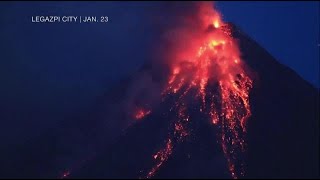 Timelapse Mayon volcano spews lava and ash [upl. by Akinoj]