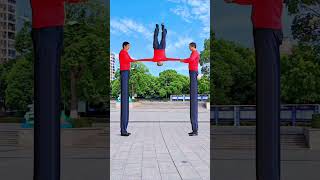 Threeperson gymnastics performance on the horizontal bar mobile photography video editing sp [upl. by Albers]