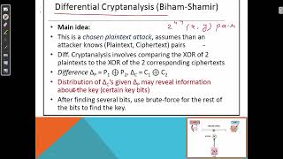 Cryptanalysis of DES  Week 7 14 [upl. by Yznyl]