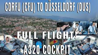 AIRBUS REAL COCKPIT FULL FLIGHT FROM CORFU ISLAND 🇬🇷 CFU TO DÜSSELDORF 🇩🇪 DUS IN REALTIME 4K [upl. by Neelcaj354]