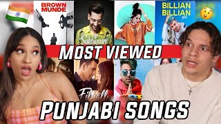 What in the Latin vibe Latinos react to The Top 50 Most Viewed Punjabi Songs On YouTube [upl. by Estel33]