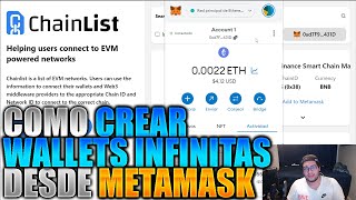 COMO GENERAR VARIAS WALLETS DESDE METAMASK Y AÑADIR CUALQUIER RED [upl. by Nabla588]