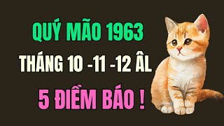 Tử vi tuổi Quý Mão 1963 tháng 10 11 và 12 âm lịch 5 điềm báo ơn trên phù hộ mang đến lộc may mắn [upl. by Moyna866]