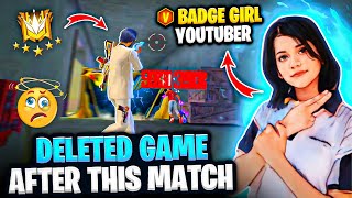 FireEyes Vs Cute V Badge Girl Youtuber 😱 She Deleted Free Fire After This Match😂  Garena Free Fire [upl. by Rodman]