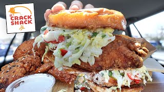 MUKBANG EATING THE CRACK SHACK FRIED CHICKEN SANDWICH SWEET HEAT FRIED CHICKEN CRISPY FRIES ASMR [upl. by Fregger]