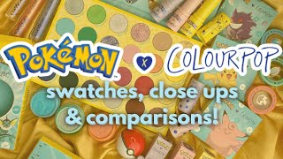 NEW ColourPop x POKEMON Collection Swatches Close Ups  Comparisons [upl. by Erbma355]