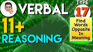 11 Plus Verbal Reasoning  VR Type 17  Find words opposite in meaningAntonyms  Lessonade [upl. by Reisfield702]