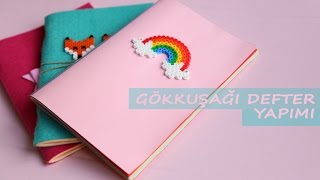 Gökkuşağı Defter Yapımı  KENDİN YAP  DIY  Rainbow Notebook [upl. by Pattison]