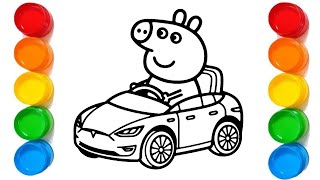 How to Draw Peppa Pig  Peppa Pig Draving Car Drawing amp Coloring  Cute Peppa Pig [upl. by Dorothy221]