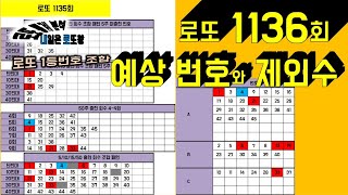 로또 1136회 예상 번호와 제외수 [upl. by Hayikaz661]