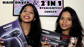 Babyliss hair dryer and 2 in 1 curler and straightener  Unboxing and reviews  Babyliss combo [upl. by Ojillib]