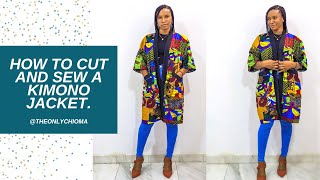 How To Cut And Sew This Stylish Kimono Jacket Plus Lapel and Patch Pocket [upl. by Soirtimid]