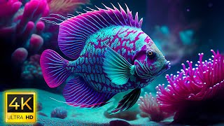 Aquarium 4K VIDEO ULTRA HD  Sea Animals With Relaxing Music  Rare amp Colorful Sea Life Video [upl. by Eneladgam788]