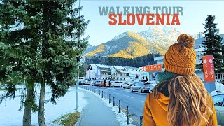 WINTER WALKING TOUR KRANJSKA GORA SLOVENIAN SKI RESORT  COZY STREETS WITH MOUNTAINS VIEW [upl. by Attenat145]