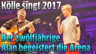 Kölle singt 2017 Der zwölfjährige Alan begeistert die Arena mit „Et jitt kei Woodquot [upl. by Onitsirc122]