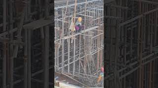 Worker install side of steel handrails for working [upl. by Googins362]