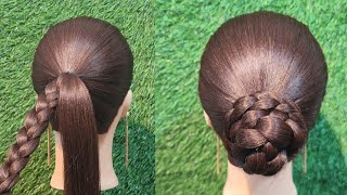 Quick Low Bun Hairstyle। Bun Hairstyle for Everyday।Daily Use Bun Hairstyle। [upl. by Annovoj]