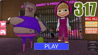 EVIL GRANDMA BARRYS PRISON RUN OBBY With Masha GamePlay 317 roblox [upl. by Uok745]