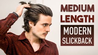 Medium Length Modern Slick Back Tutorial  Mens Long Hair 2021 [upl. by Watanabe]