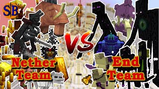 Nether Mobs Team vs End Mobs Team  Minecraft Mob Battle [upl. by Ayoted566]