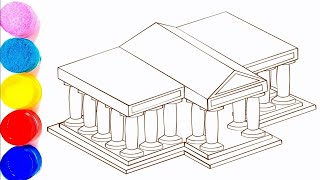 How To Draw Palace Type House Very Easy Drawing  Drawing Home [upl. by Heigl]