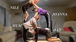 FAMILY ACRO YOGA CHALLENGE  Sally Farted 🤣 [upl. by Eniamurt591]