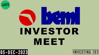 BEML Limited Investor Meet  05 Dec 2023  Conference Call  Investor Call [upl. by Kimitri]