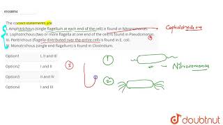 The correct statements are I Amphitrichous single flagellum at each end of the cell [upl. by Atsira]