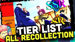 GLOBAL RECOLLECTION MEMORYS TIER LIST ALL SSRSR JUJUTSU KAISEN PHANTOM PARADE [upl. by Enayr438]