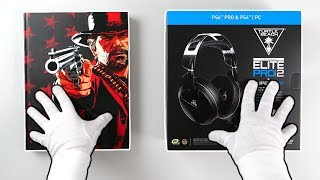 Professional PS4 Headset Unboxing  Red Dead Redemption 2 Collectors Edition Guide Book [upl. by Norabel]