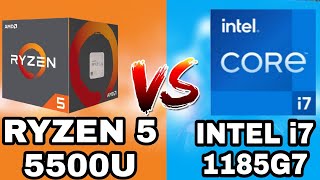 Amd ryzen 5 5500 u vs intel i7 1185G7 full comparision BENCHMARKS TEST [upl. by Zoara]