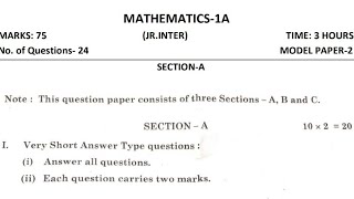 Ap inter Maths 1A💯 VVI PAPER😱 2024  Inter public question papers  Maths 1A Public paper 2024 [upl. by Nivac]