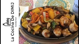 Fajitas mixtas de camarón 🦐 bistec 🥩 y pollo 🍗 [upl. by Nylrats]