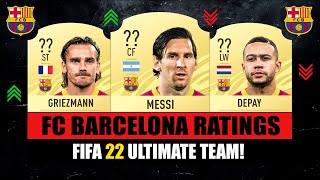 FIFA 22  BARCELONA PLAYER RATINGS 😱🔥 ft Messi Depay Griezmann… [upl. by Naerda]