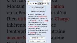 Définition de lamortissement Travaux dinventaire aminelitaalim bac comptabilité [upl. by Moe]