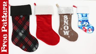 Sew a 15 Minute EASY CHRISTMAS STOCKING  Detailed Instructions  Fully Lined Fold over cuff [upl. by Ocirnor]