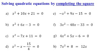 Completing the Square  Solving Quadratic Equations │Algebra [upl. by Ekusoyr]