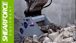 XC30 Xcentric Crusher Bucket Crushing Hard Rock in Vancouver British Columbia Canada [upl. by Illom362]