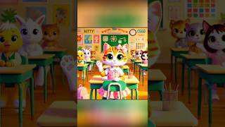 The little girl is going to school cat cat cartoon animals catlover shorts [upl. by Atsyrhc]