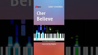 Cher  Believe  EASY Piano CHORDS TUTORIAL by Piano Fun Play YouTubeShorts shorts [upl. by Htiaf]