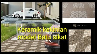 Keramik Lantai motif Batu alam  Keramik model batu sikat  keramik carport  keramik garasi [upl. by Rosalia]