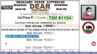 LIVE Lottery 800 PM Dear nagaland lottery live draw result 09092024  Lottery live Sambad [upl. by Ardene]